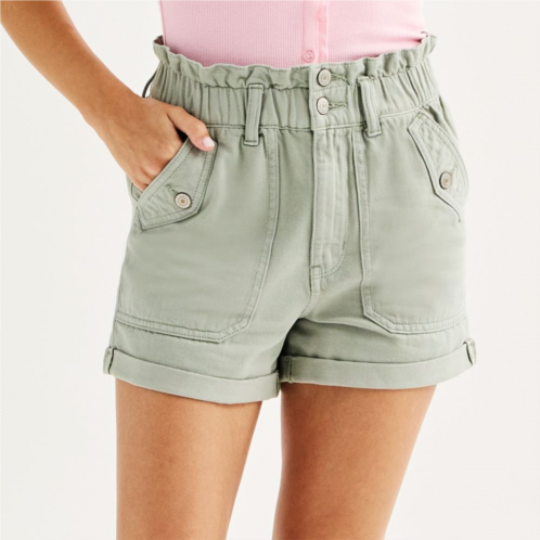 Juniors SO High-Rise Paperbag Utility Shorts