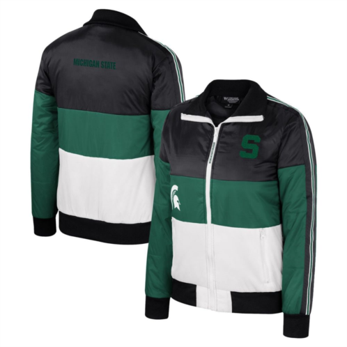 Unbranded Womens The Wild Collective Green Michigan State Spartans Color-Block Puffer Full-Zip Jacket