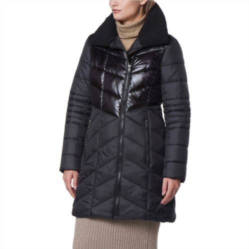Womens Andrew Marc Marc New York Chevron Quilted Asymmetrical Puffer Coat