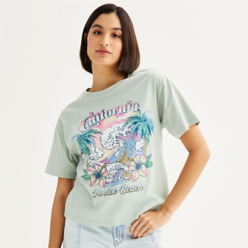 Unbranded Juniors Venice Beach California Cropped Graphic Tee