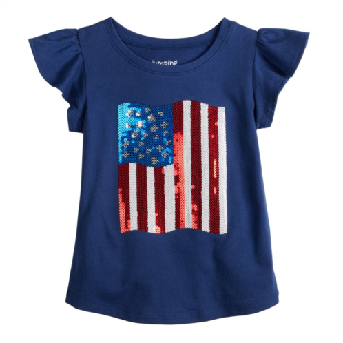 Baby & Toddler Girl Jumping Beans American Flag Short Sleeve Flutter Tee