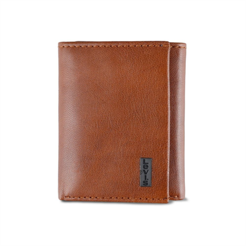 Mens Levis RFID-Blocking Extra-Capacity Genuine Leather Trifold Wallet