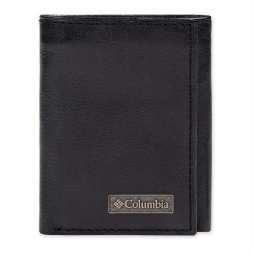 Mens Columbia RFID Leather Trifold Wallet with Hidden Zipper Pocket