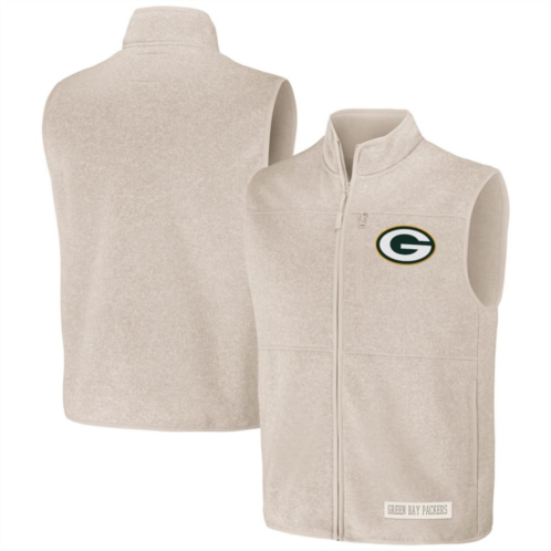 Unbranded Mens NFL x Darius Rucker Collection by Fanatics Oatmeal Green Bay Packers Full-Zip Sweater Vest