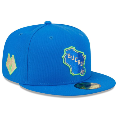 Mens New Era Blue Milwaukee Bucks 2023/24 City Edition Alternate 59FIFTY Fitted Hat