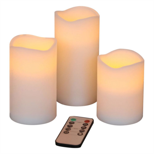 Mikasa White LED Wax Pillar Candle 3-piece Set