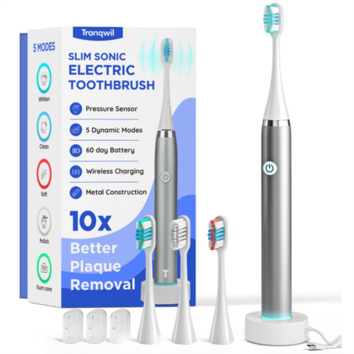 Tranqwil Slimsonic Rechargeable Electric Toothbrush - 5 Smart Modes