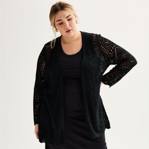 Plus Size Chelsea & Theodore Long Sleeve Open Front Cardigan