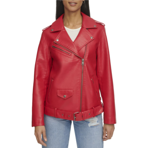 Womens Levis Faux Leather Belted Moto Jacket