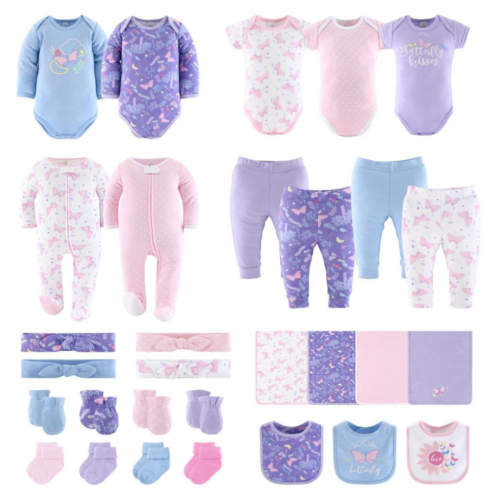 The Peanutshell Newborn Layette Gift Set For Girls, Purple Pink Butterfly, 30 Essential Pieces,