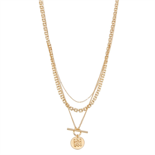 Nine West Gold Tone Multi-Row Pendant Necklace