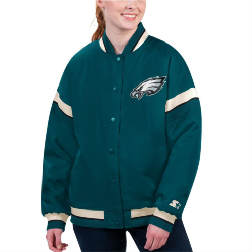Womens Starter Midnight Green Philadelphia Eagles Tournament Full-Snap Varsity Jacket