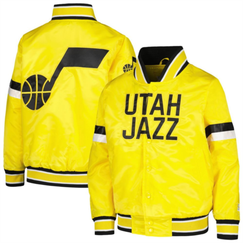 Youth Starter Yellow Utah Jazz Home Game Varsity Satin Full-Snap Jacket