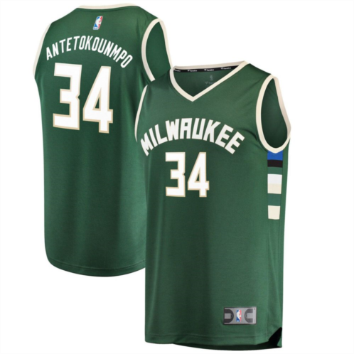 Unbranded Mens Fanatics Branded Antetokounmpo Green Milwaukee Bucks Fast Break Replica Player Jersey - Icon Edition