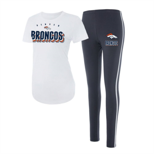 Unbranded Womens Concepts Sport White/Charcoal Denver Broncos Sonata T-Shirt & Leggings Set