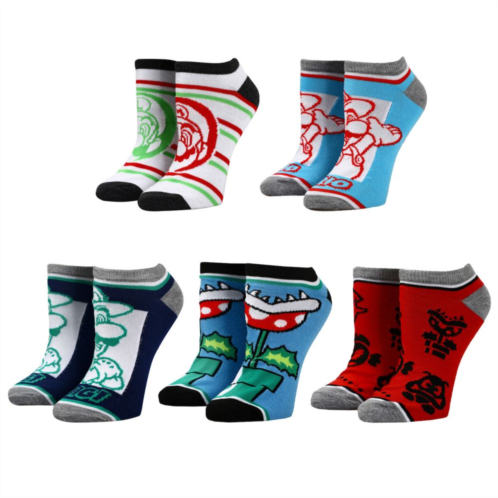 Licensed Character Womens Super Mario 5-Pack Ankle Socks