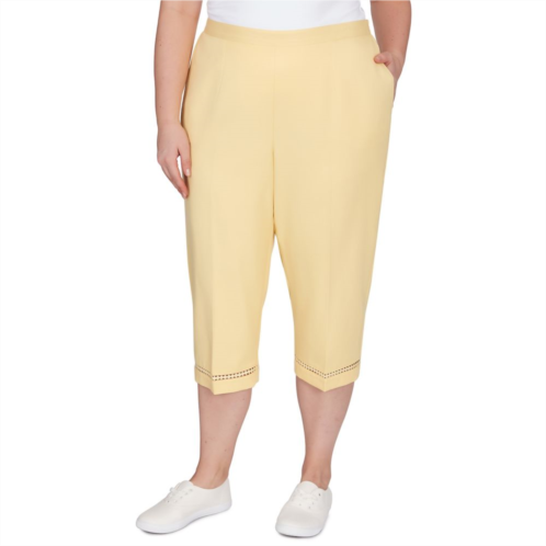 Plus Size Alfred Dunner Pull-On Capri Pants with Lace Inset Bottom