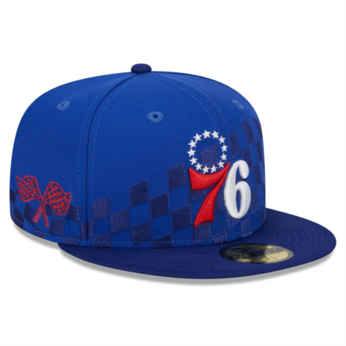Mens New Era Royal Philadelphia 76ers 2024 NBA All-Star Game Rally Drive Checkerboard 59FIFTY Crown Fitted Hat