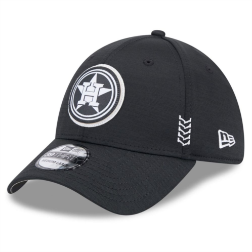 Mens New Era Black Houston Astros 2024 Clubhouse 39THIRTY Flex Fit Hat