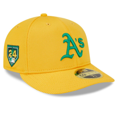 Mens New Era Gold Oakland Athletics 2024 Spring Training Low Profile 59FIFTY Fitted Hat
