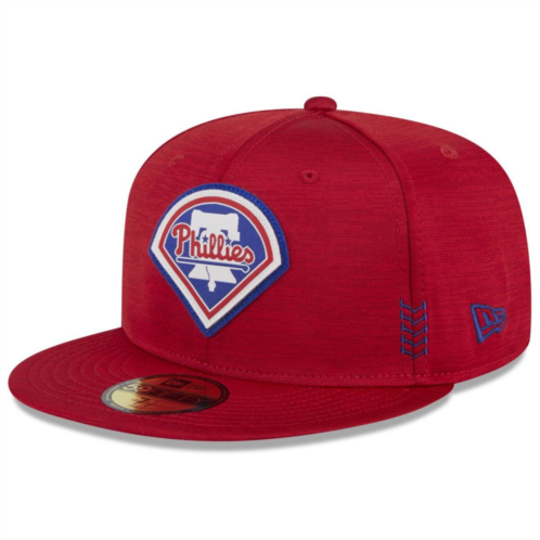 Mens New Era Red Philadelphia Phillies 2024 Clubhouse 59FIFTY Fitted Hat