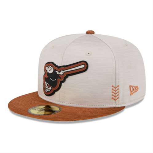 Mens New Era Stone/Brown San Diego Padres 2024 Clubhouse 59FIFTY Fitted Hat
