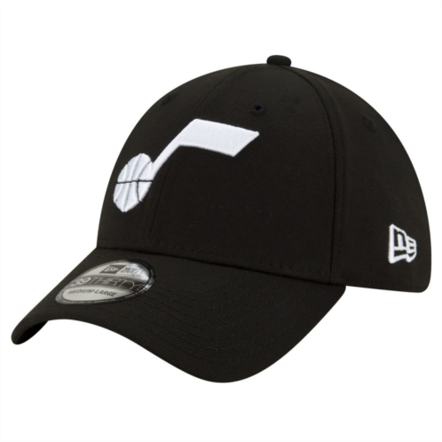 Mens New Era Black Utah Jazz Logo 39THIRTY Flex Hat