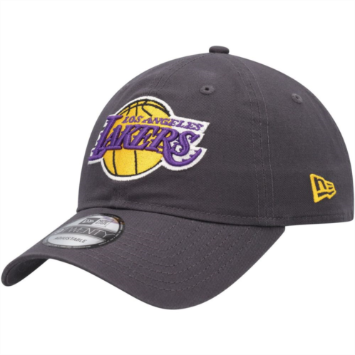 Mens New Era Charcoal Los Angeles Lakers Team 2.0 9TWENTY Adjustable Hat