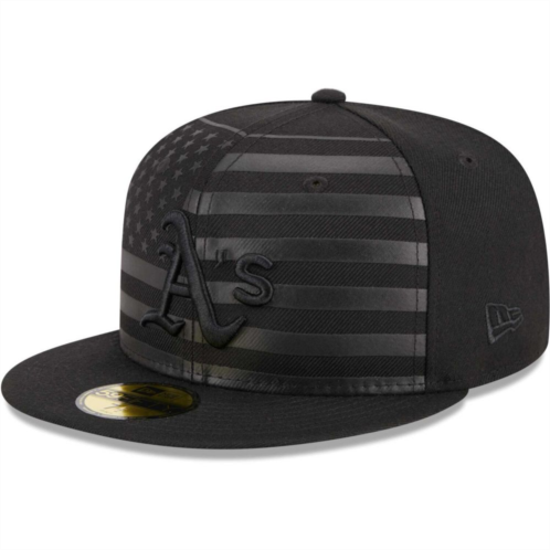 Mens New Era Black Oakland Athletics Tonal Flag 59FIFTY Fitted Hat