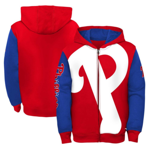 Unbranded Youth Fanatics Branded Red/Royal Philadelphia Phillies Postcard Full-Zip Hoodie Jacket