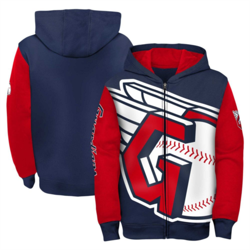 Unbranded Youth Fanatics Branded Navy/Red Cleveland Guardians Postcard Full-Zip Hoodie Jacket