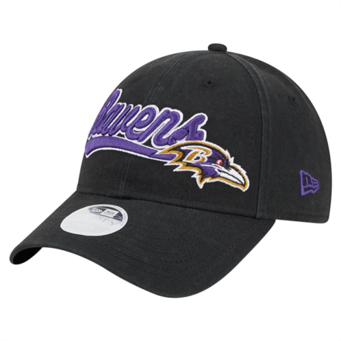 Womens New Era Black Baltimore Ravens Cheer 9FORTY Adjustable Hat