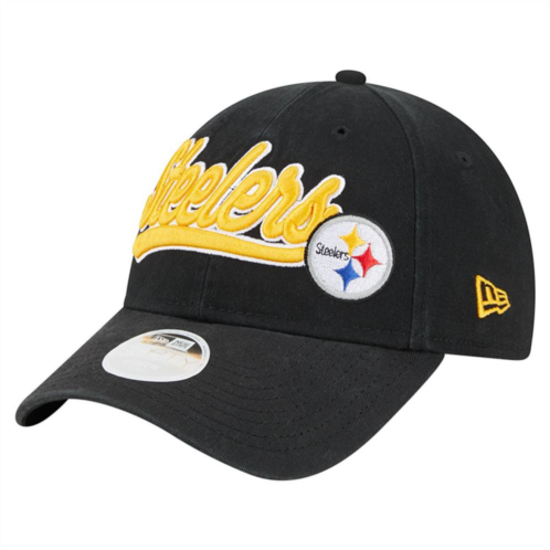 Womens New Era Black Pittsburgh Steelers Cheer 9FORTY Adjustable Hat