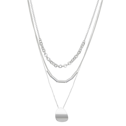 Nine West Silver Tone Mix Chain Layered Necklace