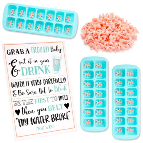 Juvale My Water Broke Baby Shower Game With 60 Mini Plastic Babies, 3 Ice Cube Trays