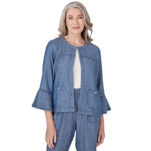 Petite Alfred Dunner Womens Chambray Jacket