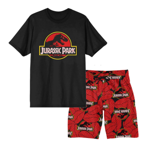 Licensed Character Mens Jurassic Park Logo Pajama Top & Pajama Bottom Set