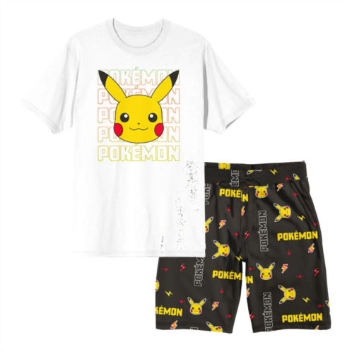 Licensed Character Mens Pokemon Pikachu Big Face Pajama Top & Pajama Bottom Set
