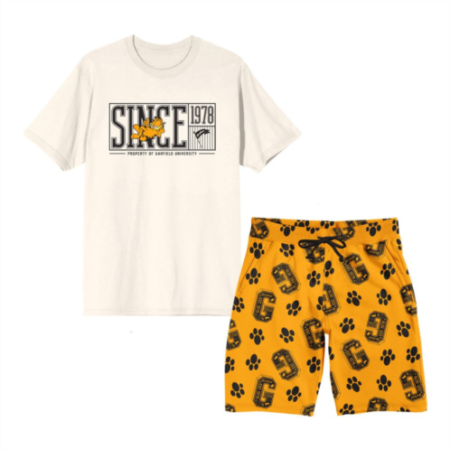 Licensed Character Mens Garfield University Pajama Top & Pajama Bottom Set