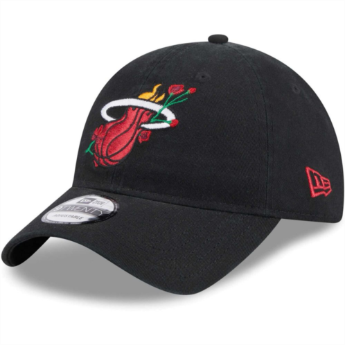 Womens New Era Black Miami Heat Game Day Bloom Branch 9TWENTY Adjustable Hat