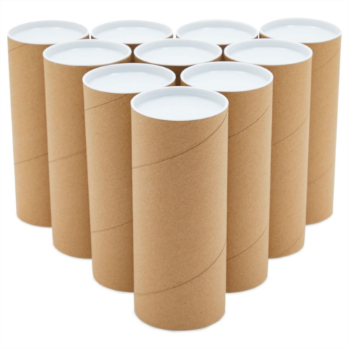 Juvale 10-pack Mailing Tubes, 3x7 Inch Round Cardboard Mailers With Caps For Posters