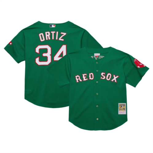 Mens Mitchell & Ness David Ortiz Kelly Green Boston Red Sox Cooperstown Collection Mesh Batting Practice Jersey