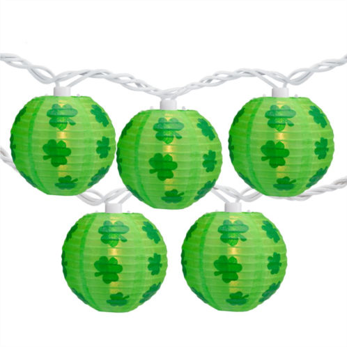 Christmas Central 10-Count Green Shamrock St. Patricks Day Paper Lantern Patio Lights 8.5ft White Wire