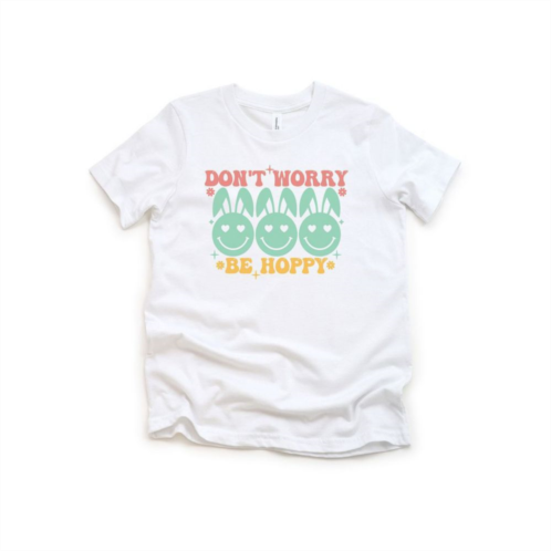 The Juniper Shop Dont Worry Be Hoppy Smiley Face With Ears Toddler Short Sleeve Graphic Tee