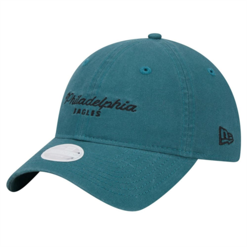 Womens New Era Midnight Green Philadelphia Eagles Throwback Delicate 9TWENTY Adjustable Hat