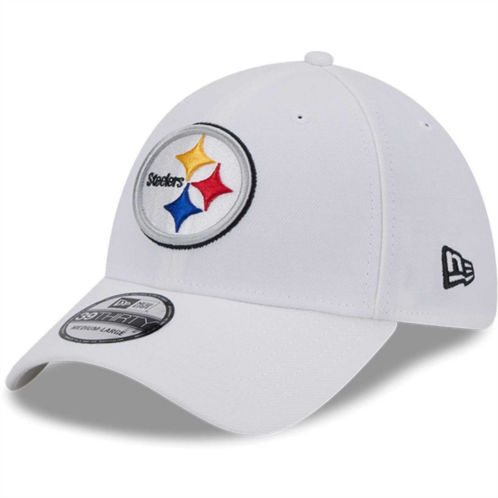 Mens New Era White Pittsburgh Steelers Main 39THIRTY Flex Hat