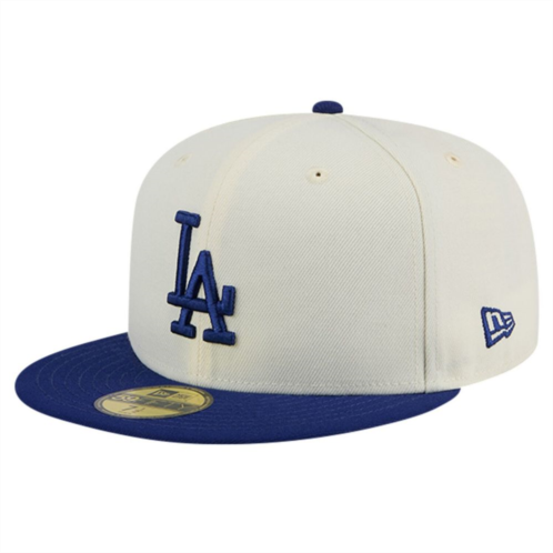 Mens New Era Cream Los Angeles Dodgers Evergreen Chrome 59FIFTY Fitted Hat