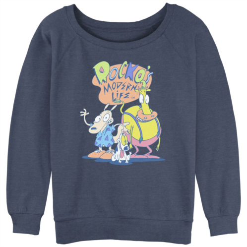 Nickelodeon Juniors Rockos Modern Life Classic Group Slouchy Terry Graphic Pullover
