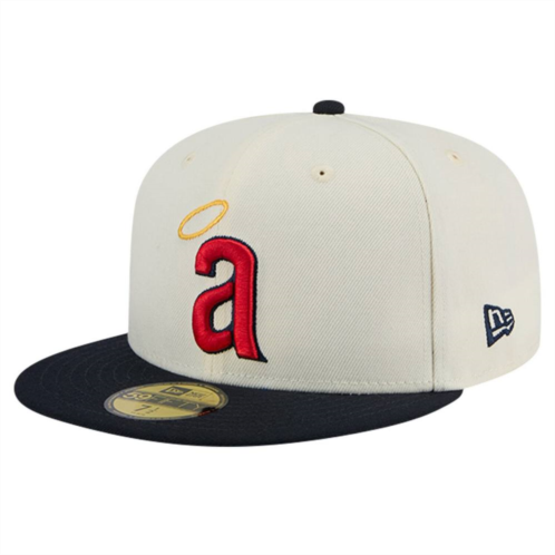 Mens New Era Cream California Angels Cooperstown Collection Chrome 59FIFTY Fitted Hat