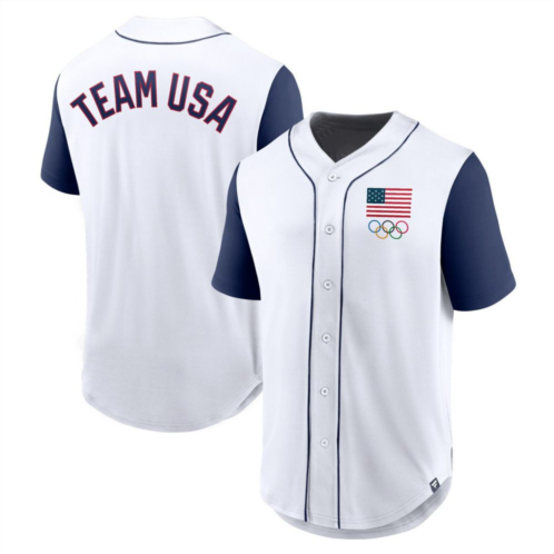 Unbranded Mens Fanatics Branded White/Navy Team USA Fashion Baseball Jersey